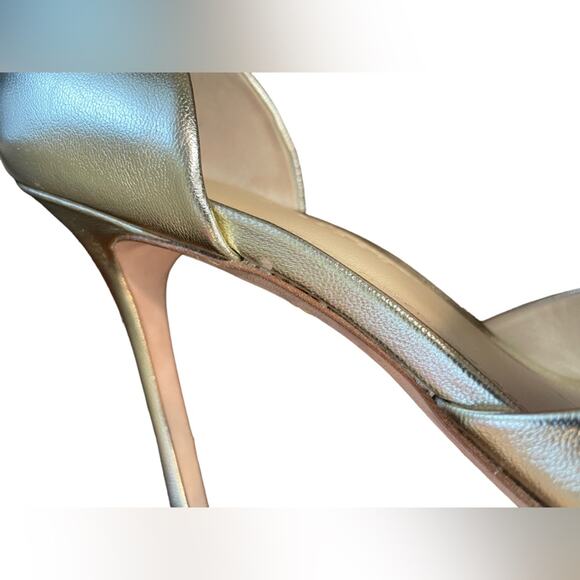 VERONICA BEARD NWOT/NWOB Gadot Gold Peep Toe Pumps Size 8.5 Heels $395 MSRP NYE - Picture 16 of 16
